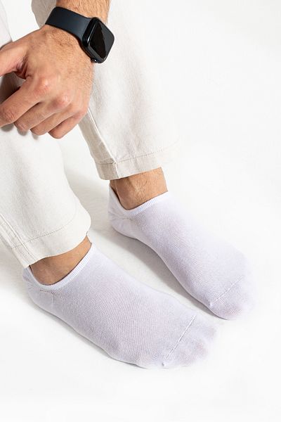 Socks Here White Men's Ballerina Booties Socks