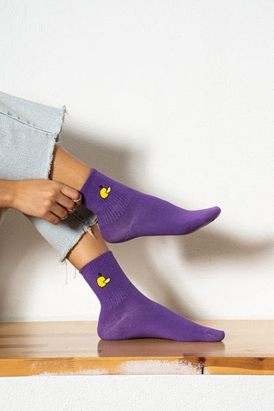 Socks Here Purple Lemon Patterned Sports Socks