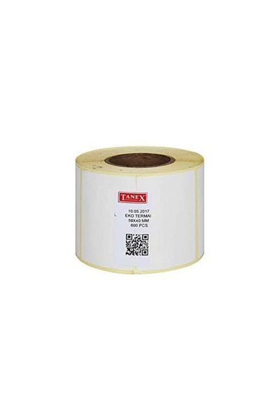 Tanex Thermal Barcode Label Thermal Eco 58x40 Mm 40 Mm Diameter 600 Pieces (PACK OF 16)
