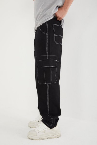 DİFRANSEL Erkek Kargo Cepli Baggy Pantolon