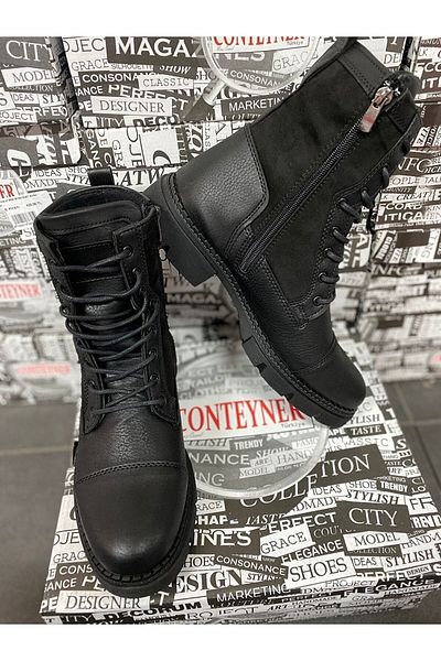 CONTEYNER Μαύρα ανδρικά μποτάκια - Military 638