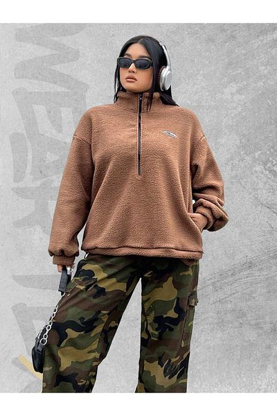 WEARTEX Oversize Plush Sweatshirt - Half Zipper