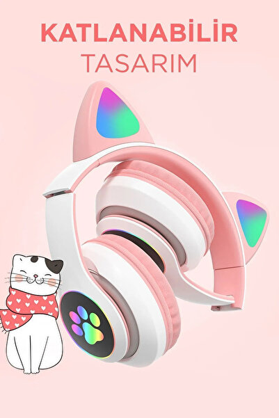 GLOBIX ELECTRONİC STN-28 Pembe Kulak Üstü Kablosuz Bluetooth Kulaklık