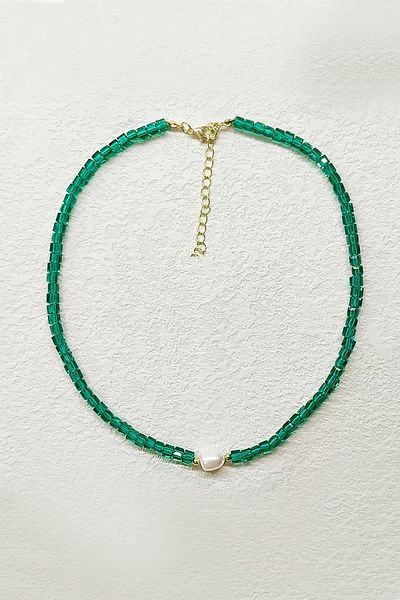 New Obsessions Crystal Beaded Cube Czech Necklace
