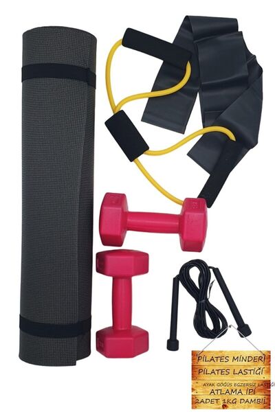 Tosima Set special de Pilates, plăci, pernă, frânghie de săritură, cauciuc de...