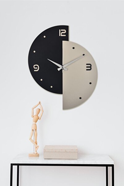 İnfigo Concept Dekoratif Ahşap Siyah Gri Duvar Saati 50 Cm - Diana