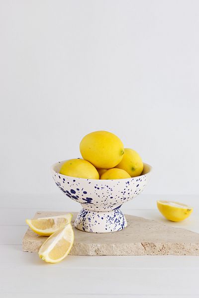 Beige & Stone Ceramic Navy Blue Spotted Ice Cream Dessert Breakfast Presentation Bowl 13.5 cm