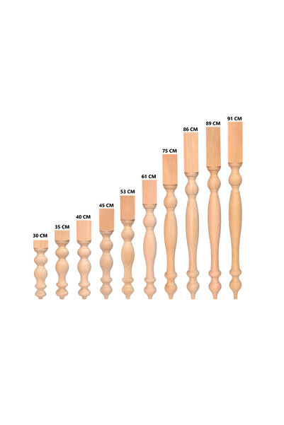 gökçe aksesuar 30 CM YÜKSEKLİK 7,2 CM ÇAP MG-010-12 AHŞAP TORNA AYAK 4 LÜ SET