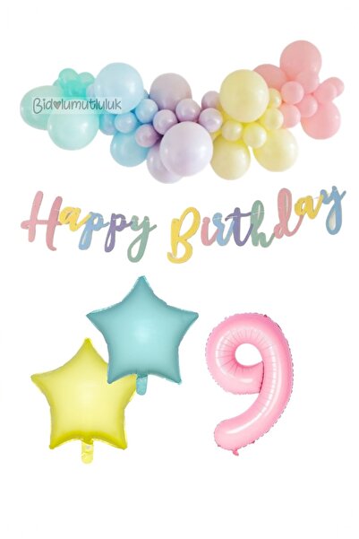 BİDOLUMUTLULUK Macarons Colors Rainbow Birthday Set Party Entertainment