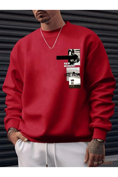 CAST COLLECTİON Hanorac roșu cu imprimeu „New Moment” pentru bărbați