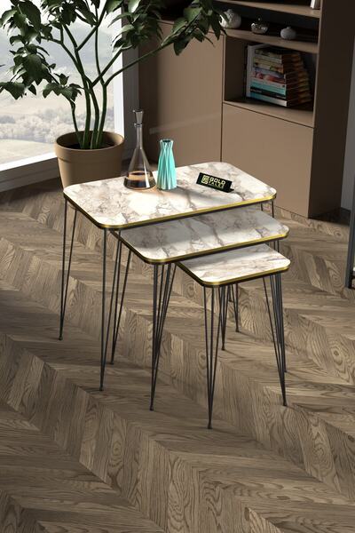 GOLDFALEZ Zigon Sehpa Kr Çift Efes Tel Siyah Ayak