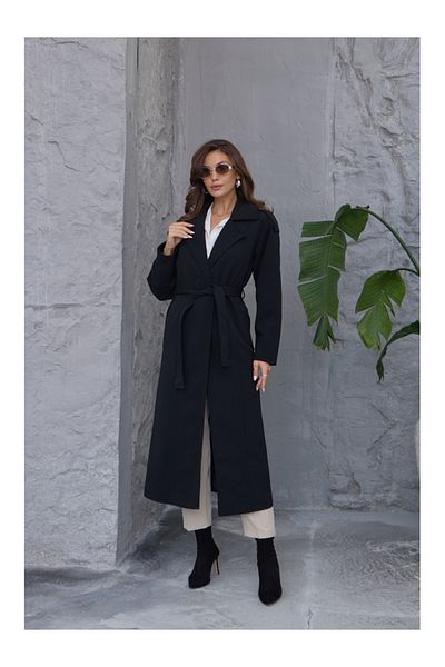 Elif Özbey Butik Black Premium Belted Epaulettes Trench Coat