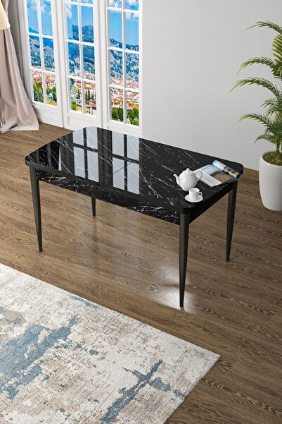 Canisa Concept Zen Serisi 80x132 Mdf Açılabilir Siyah Mermer Desen Mutfak Masası