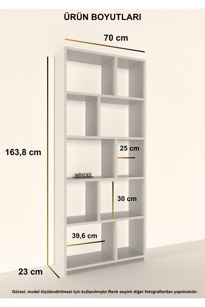 Mirobi Cordoba 5 Raflı 10 Bölmeli Kitaplık Dekoratif Modern Kitaplık Antrasit