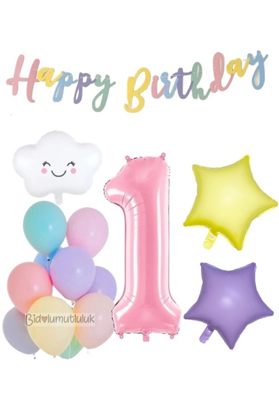 BİDOLUMUTLULUK Rainbow Birthday Set Party Entertainment Rainbow Banner