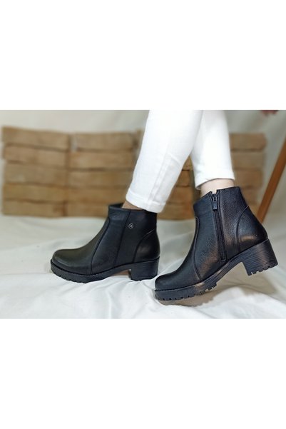 MODESA BY KAVCAR Genuine Leather Skin Black Daily Winter Women's Boots