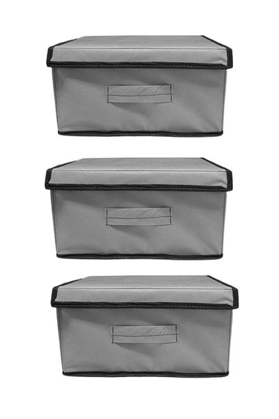 TURİNHOME Box Organizer, Box Storage Bag, Multi-Purpose Box, Storage Box, Box with Lid 3 Pieces
