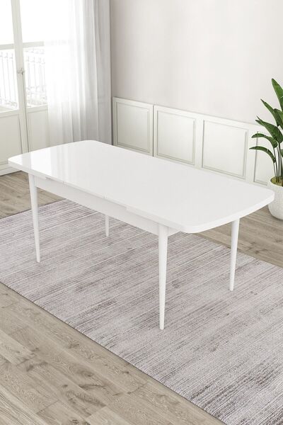 Canisa Ves Serisi 80x132 Mdf Siyah Mermer Desenli Masa 6 Lacivert Sandalye