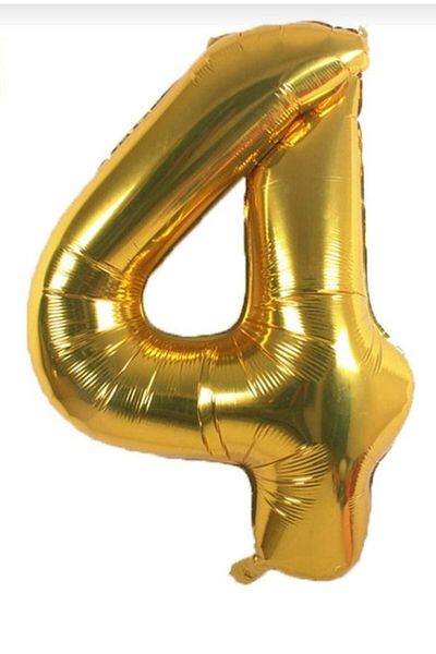 SYC PARTY 4 Years Old Foil Number Balloon 40 Inc 100 Cm Gold Color
