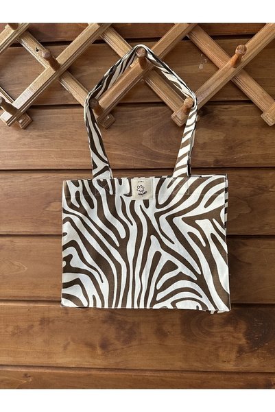 fimugift Fimu Mini Brown Zebra Gusseted Cloth Bag