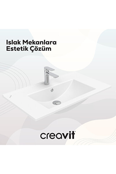 Creavit Su Etajerli Lavabo 80 cm Beyaz
