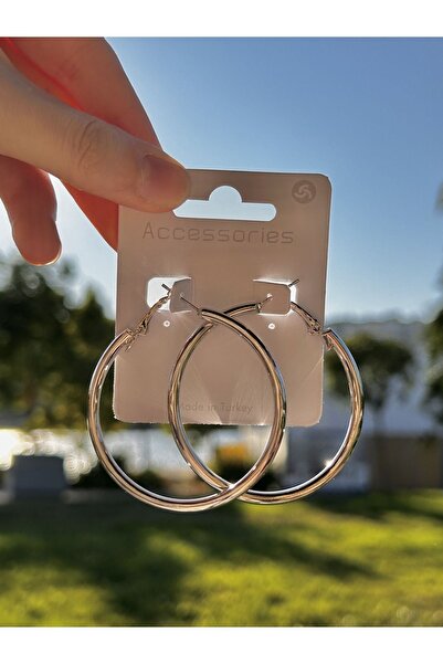 MRK Halka Model Büyük Gümüş Küpe (4,5cm)