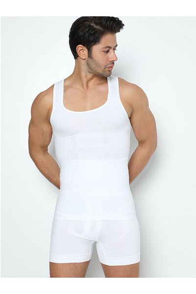 bejamonti chocolate baby kids Secret Moda Men's White Corset - Belly and Waist Abdominal Tank Style