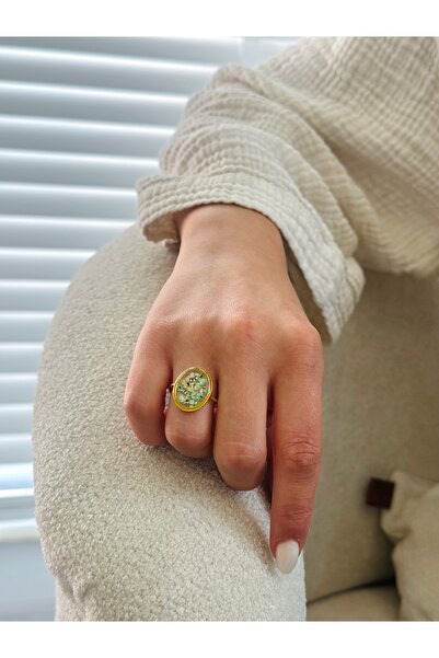 Fiorel Design Gerçek Çiçekli Reçine Yüzük - Tiny Garden Oval