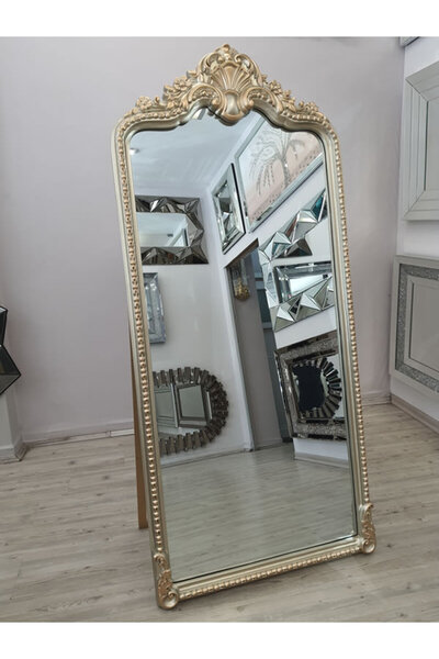 AYNA DENİZİ Princess Shiny Gold Model Platin Altın Renk Dekoratif Ayaklı Boy Aynası