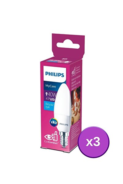 Philips Led 40w Mum Ampul Beyaz Işık E14 Ince Duylu 3lü