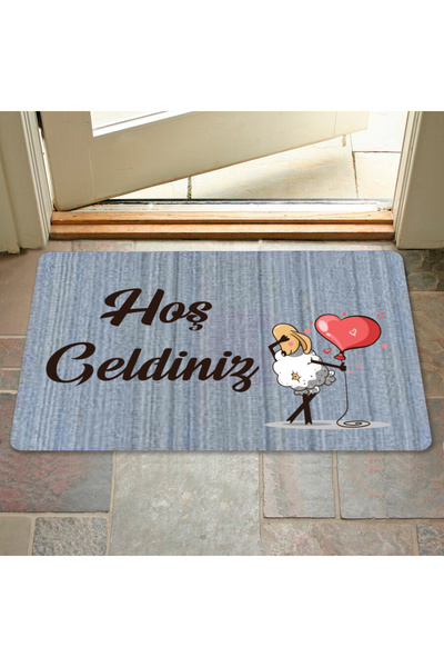 M&H Quality Welcome Written Floral Pattern - Digital Printed Door, Washable Cat and Doormat