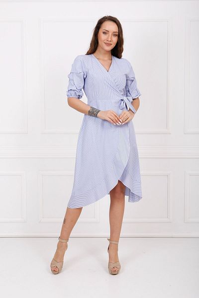 Sense Rochie dublu din popelin cu dungi albastre si albe - Elb32426
