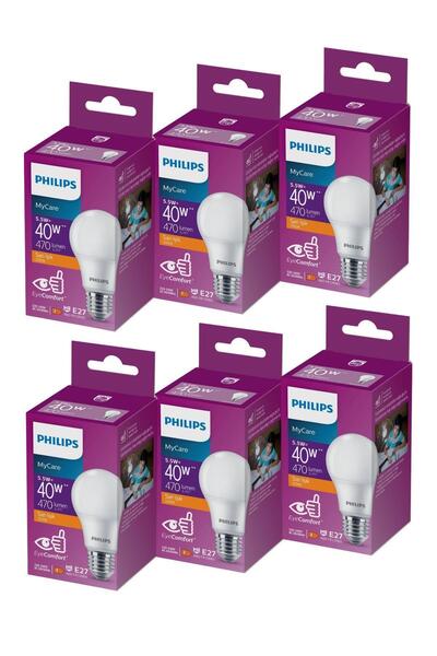 Philips Led 5-40w Ampul 2700k Sarı Işık 6lı