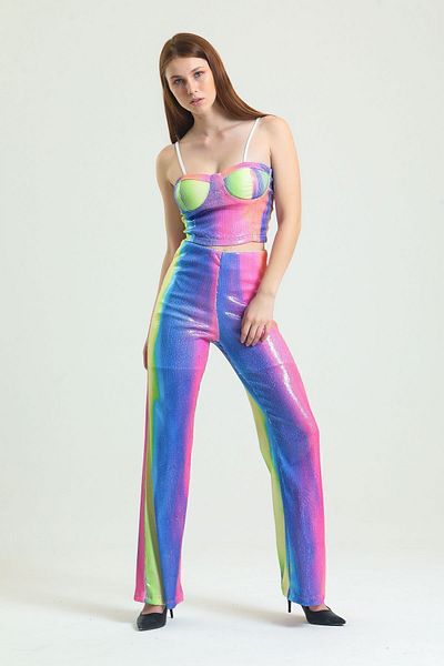 Sense Pantaloni largi cu paiete - Pnt32440 Curcubeu