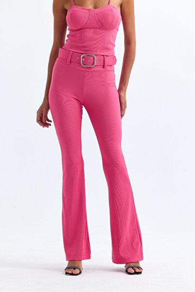 Sense Pink Ottoman Trousers - Belt Detail, Pnt34753