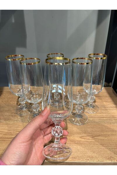 BOHEMİA CRYSTAL 6 LI 180 CC KRİSTAL KAHVE YANI SU BARDAĞI AĞIZ ALTIN