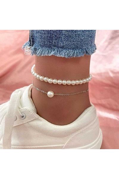 İPAR AKSESUAR Women's White Pearl Set of 2 Hal Hal