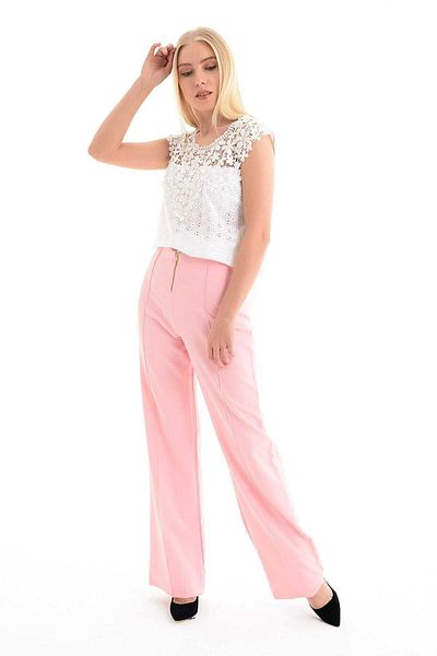 Sense Women's Powder Front Zippered and Crotch Stitched Trousers Pnt31425