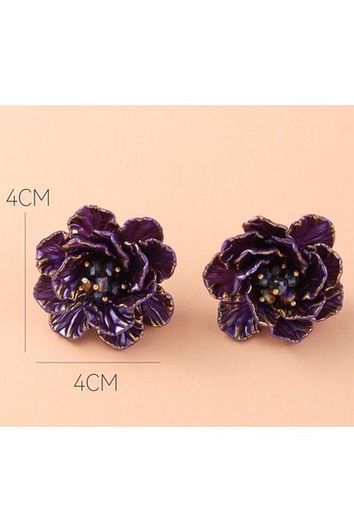 MODAMAYS Shiny Elegant Flower Pattern Earrings