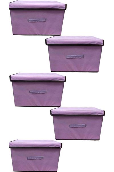TURİNHOME 5 Pieces Box Storage Bag, Multi-Purpose Box, Fabric Box, Organizer with Lid