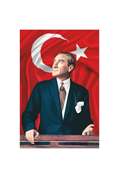 ASCANN Atatürk Baskılı Türk Bayrağı 100x150 Saten, Dijital Baskı