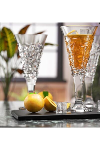 DİBA AVM 6 أكواب كريستالية كبيرة للمشروبات الغازية - جانب القهوة وزجاج الكوكتيل