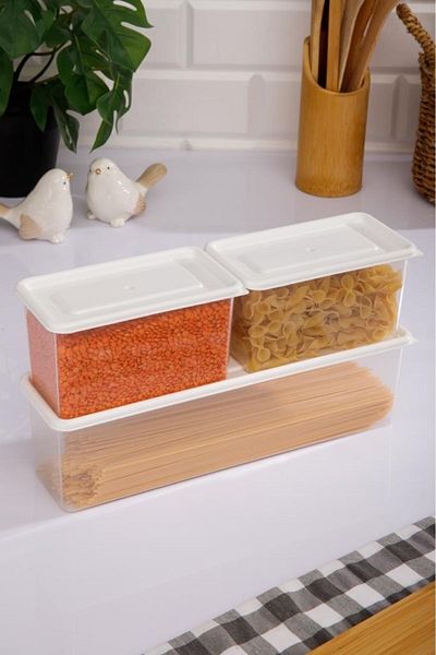 ray plastik White Lid - Set of 3 Transparent Storage Containers