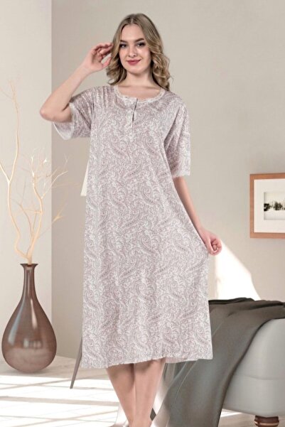 ATINÇ Kadın Pembe Ince Kısa Kollu Penye Anne Gecelik 566 Pamuk