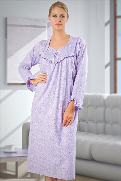 ATINÇ ثوب نوم طويل الأكمام مصنوع من القطن بنسبة 100% من Mother Nitesheys