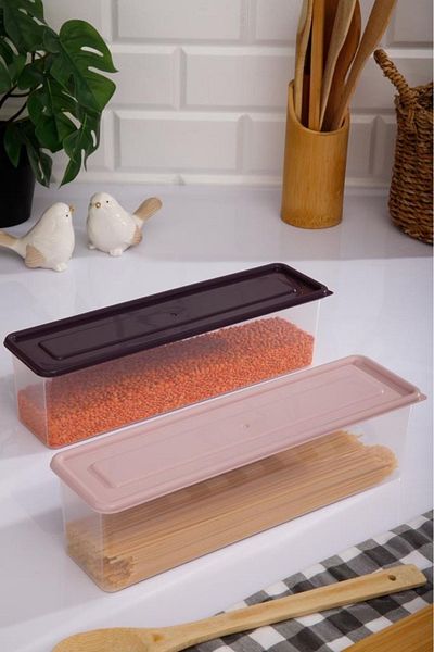 ray plastik 2-Piece Narrow Long Storage Container Pink and Plum Lid
