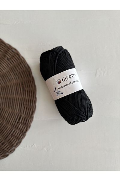 Filyarn Macrame Recycled Cotton Cotton Cotton - Cotton Macrame Thread 200 gr - Black