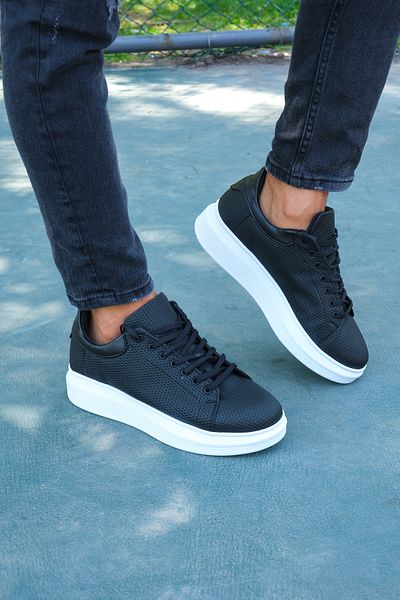 Riccon 3D Printed Men's Black Sneakers