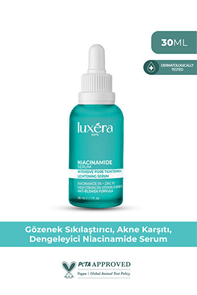 luxera paris Gözenek Karşıtı, Sebum Dengeleyici, Onarıcı Vegan Niacinamide Serum (%5 NİACİNAMİDE ZİNC PCA)