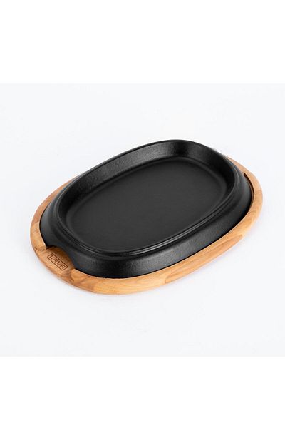 Lava 26X19Cm Cast Oval Fajita Plate - Beech Serving Wood